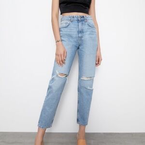 Zara Ripped Mom Fit Jeans